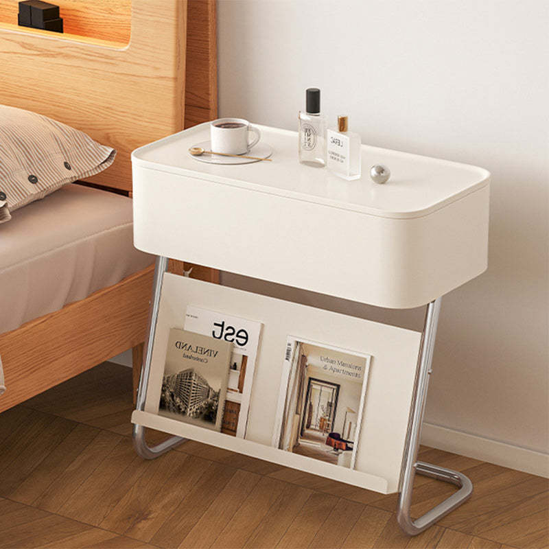 Minimalist Stainless Steel Swivel Nightstand 1-Cabinet