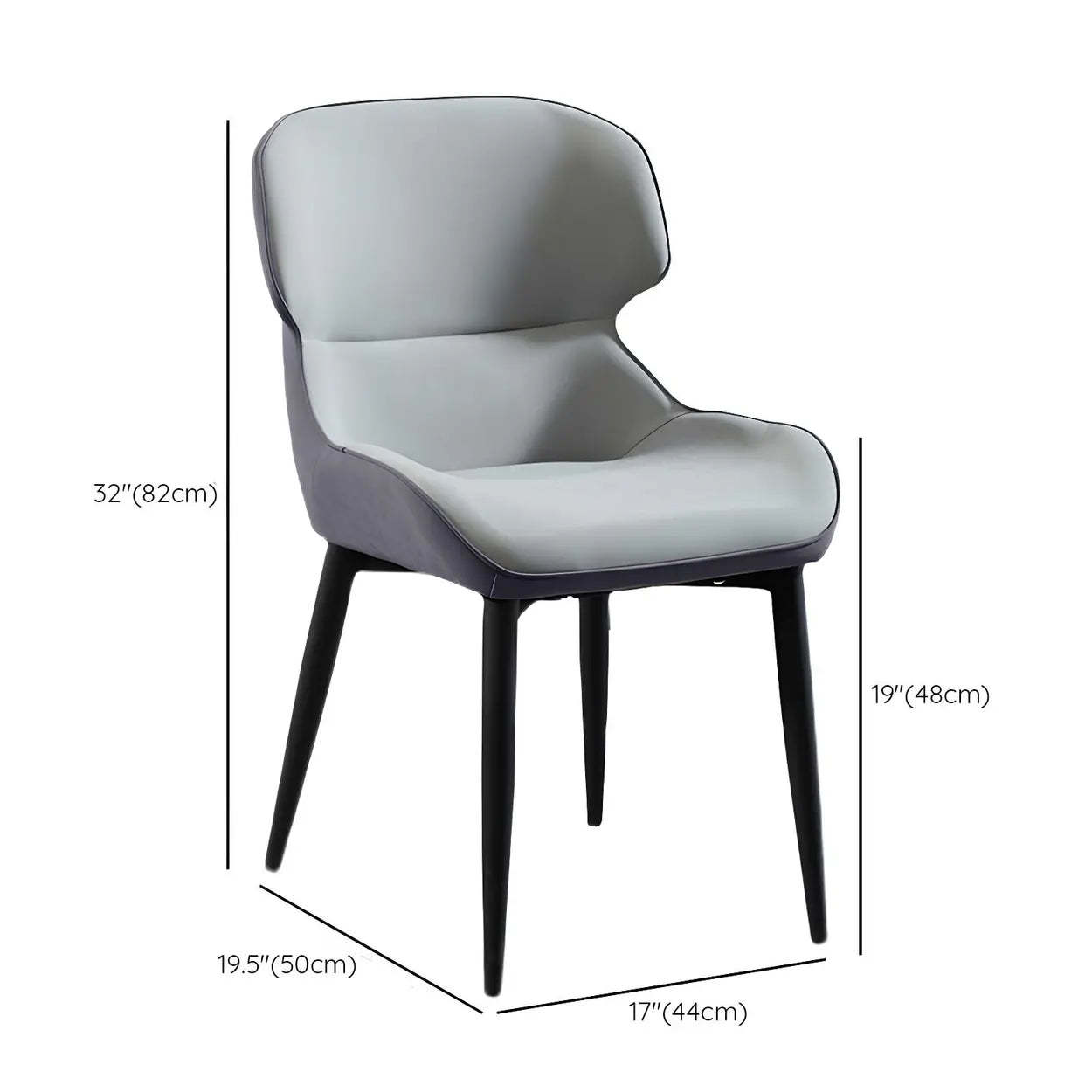 Leather Wingback Dining Chair with Metal Legs