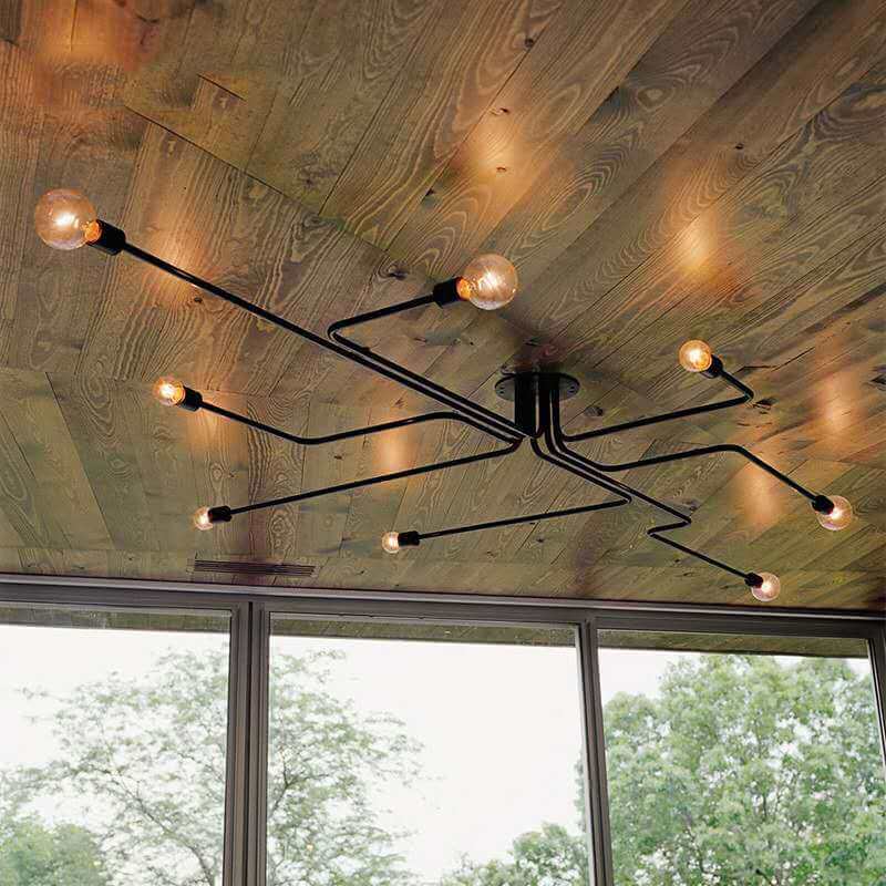 Wrought Iron Sputnik 8-Light Semi-Flush Mount Light
