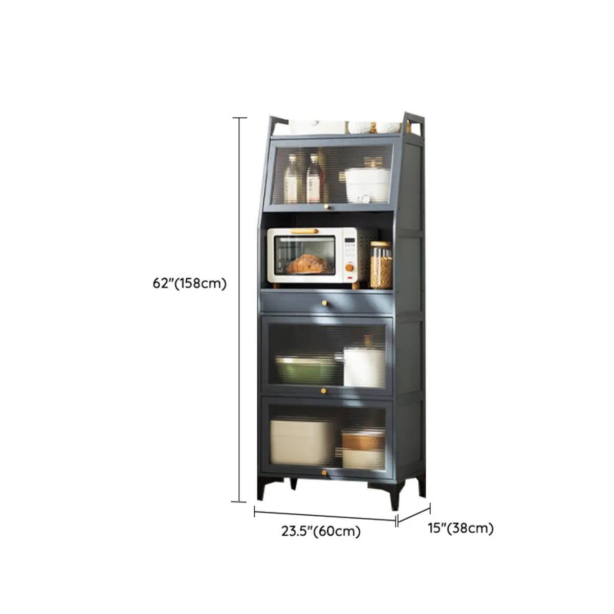 Wood Dining Room Grey Standard Storage China Cabinet #size