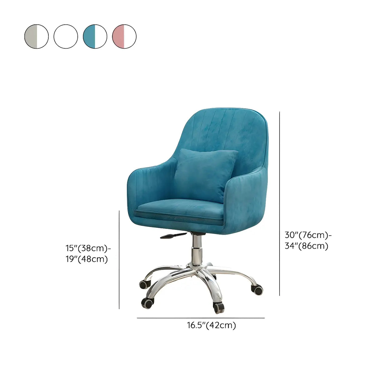 Pink Adjustable Plush Upholstered Swivel Office Chair — White / White / Sponge