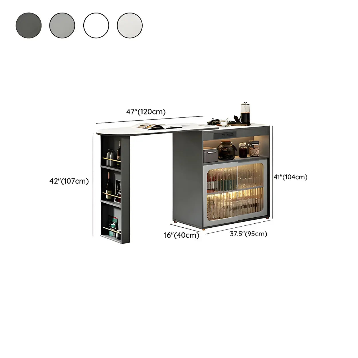 Modern Multi-Functional Bar Table with Shelves