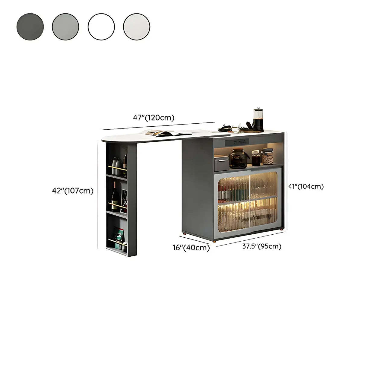 Modern Multi-Functional Bar Table with Shelves
