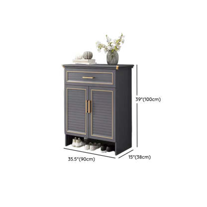 Modern Gray Louver Wood Shoe Cabinet