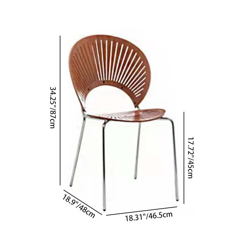 Scandinavian Shell Solid Wood Stainless Steel Dining Chair — Black / Silver