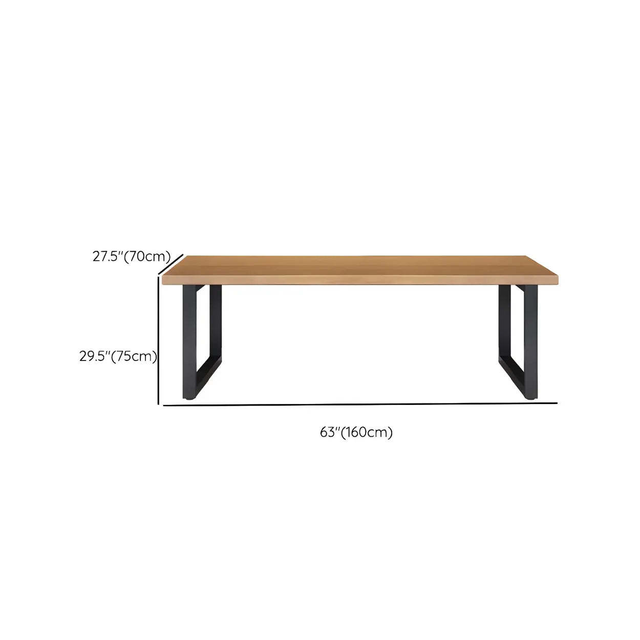 Brown Pine Wood Steel Sledge Gaming Desk — Table Only