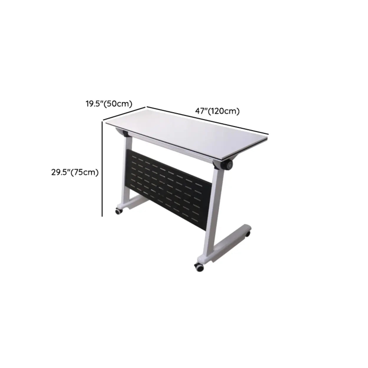 Foldable Wood Shelving Writing Desk with Casters