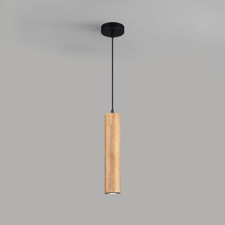 Minimalist Wood Cylinder LED Pendant Light