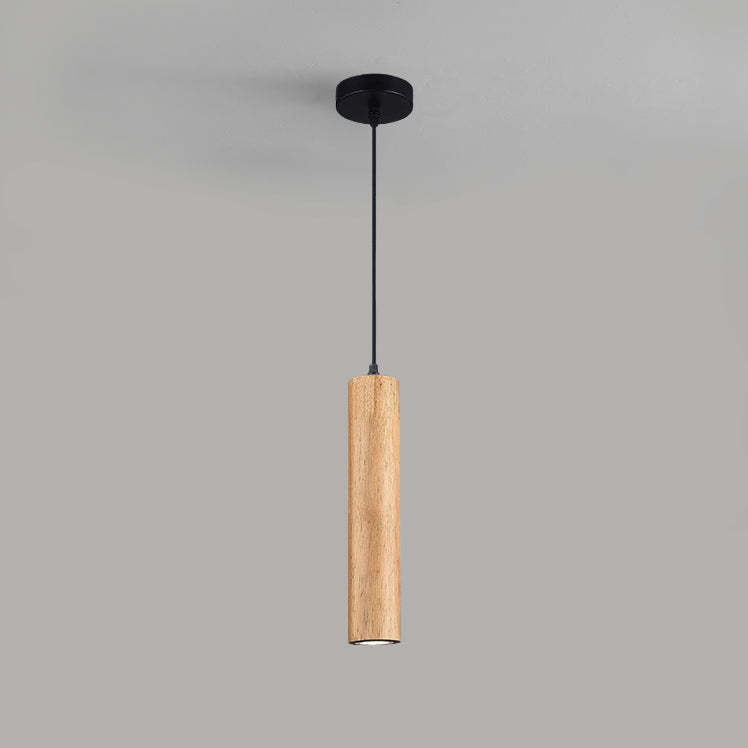 Minimalist Wood Cylinder LED Pendant Light