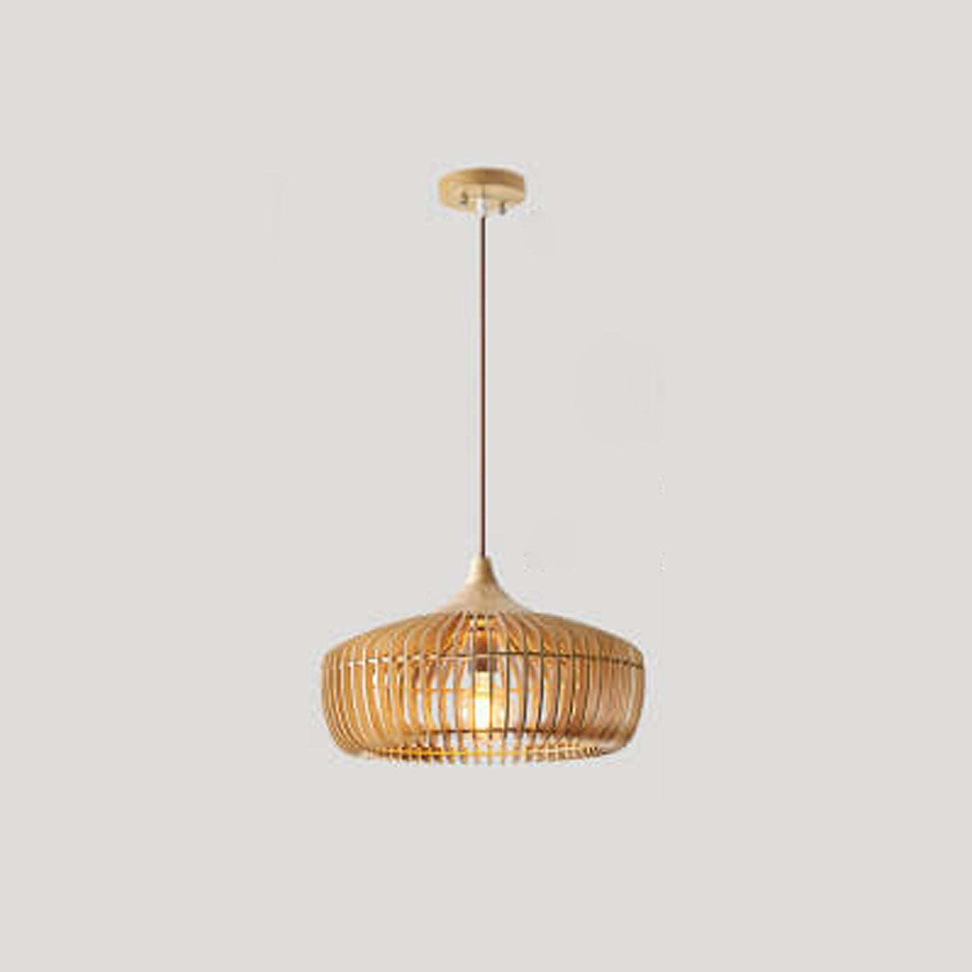 Nordic Vintage Wooden Round Dome Pendant — Wood / 220V-240V For UK/AU