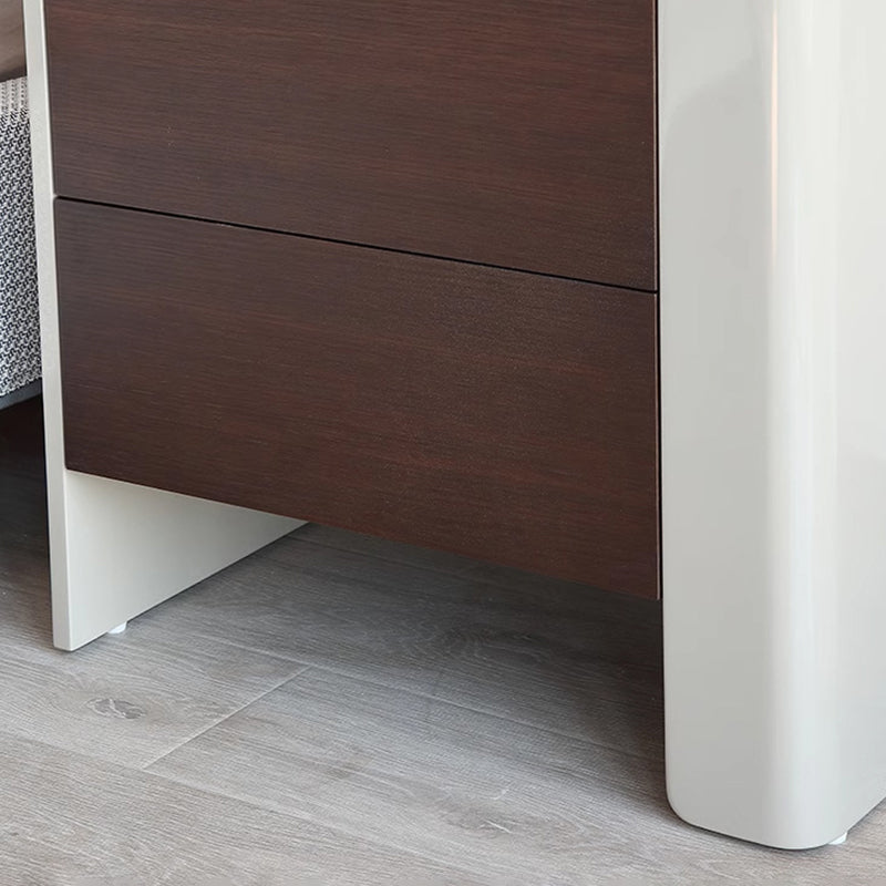 Contemporary Engineered Wood Wood Grain 2-Drawer Side Table