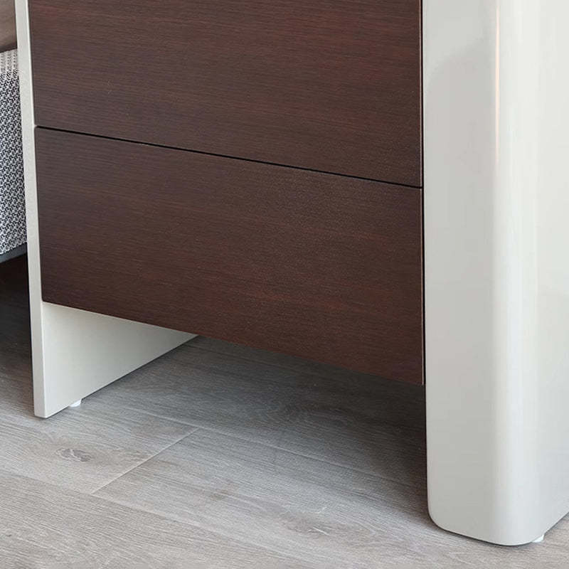 Contemporary Engineered Wood Wood Grain 2-Drawer Side Table