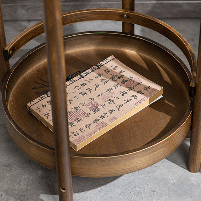 Chinese Bamboo Tray 2-Tier End Table