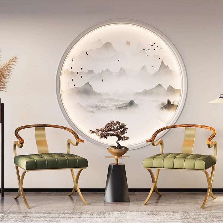 Retro Curved Wood Leather Armchair