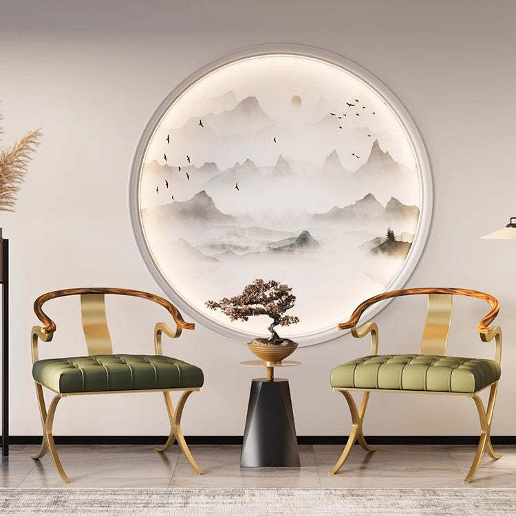 Retro Curved Wood Leather Armchair