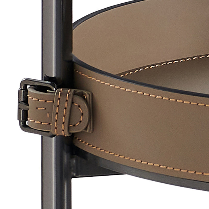 Nordic Steel Saddle Leather 2-Tier Movable End Table