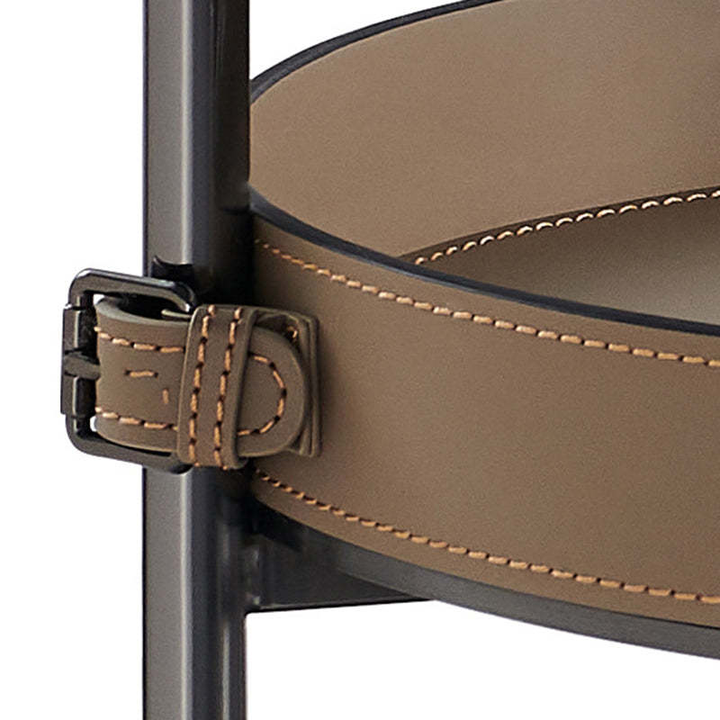 Nordic Steel Saddle Leather 2-Tier Movable End Table