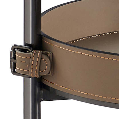 Nordic Steel Saddle Leather 2-Tier Movable End Table