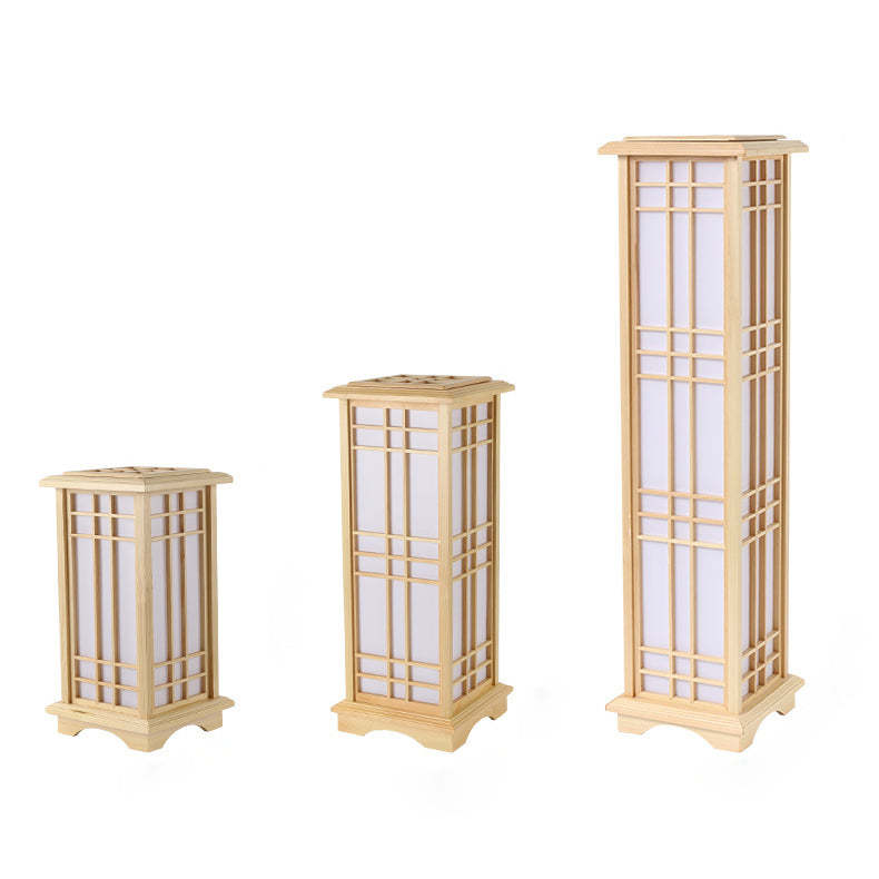 Japanese Wood Acrylic Pillar Rectangular Floor Lamp