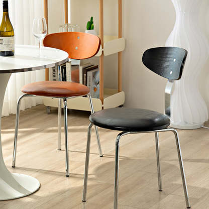 Scandinavian Oil-Waxed Wood Leather Dining Chair