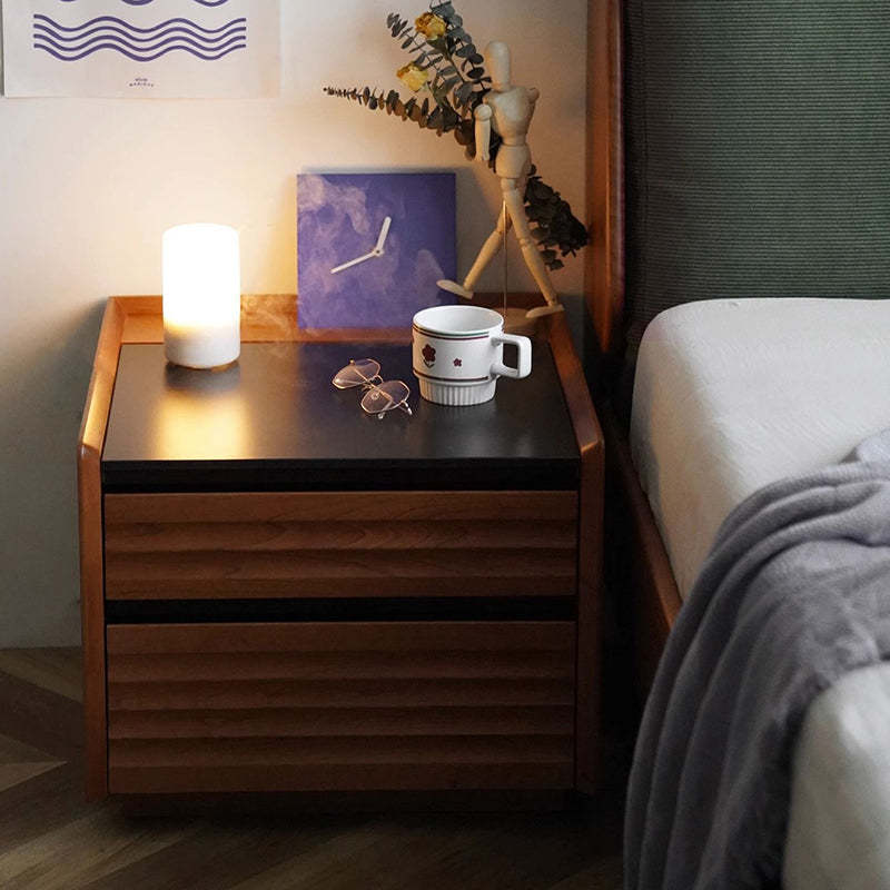 Vintage Rock Slab Wood Base Nightstand