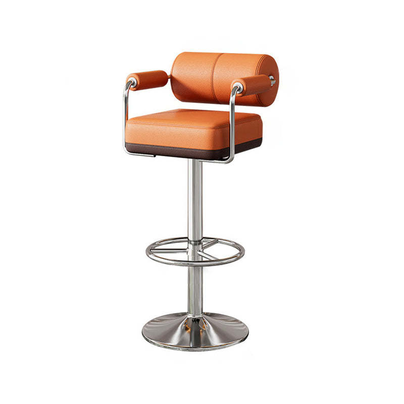 Minimalist Leather Cylinder Bar Stool
