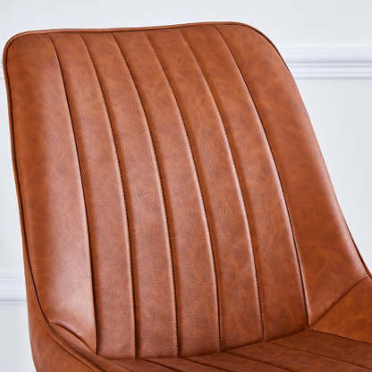 Modern Curved Leather Metal Dining Chair