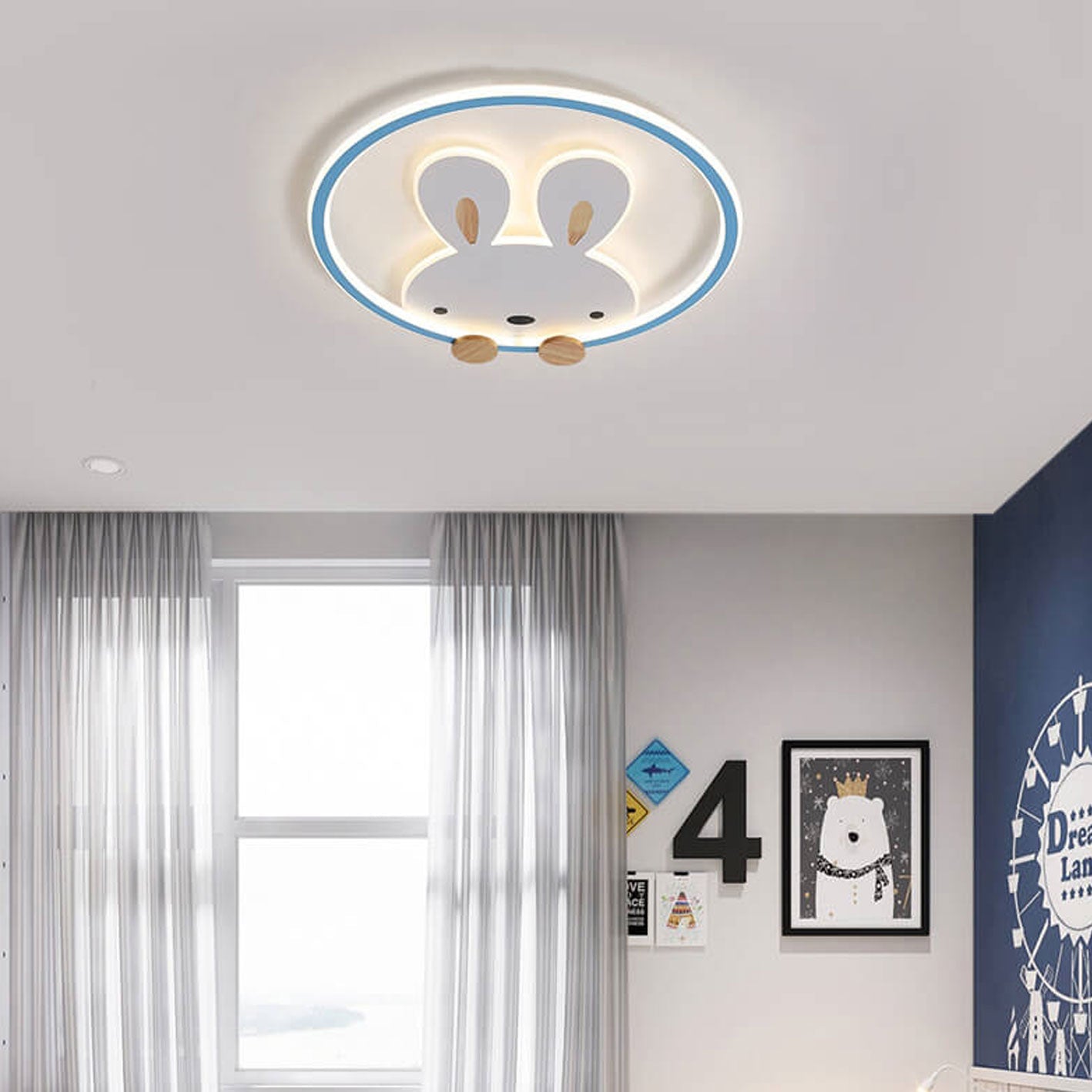 Modern Cartoon Rabbit LED Flush Mount Light