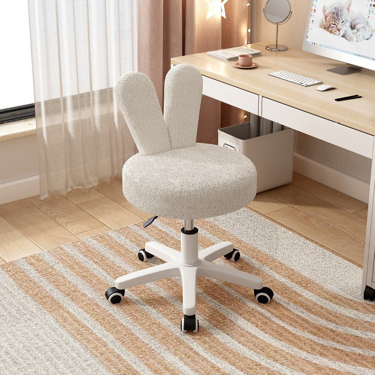 Rabbit-Ear Metal Lambswool Swivel Chair — White