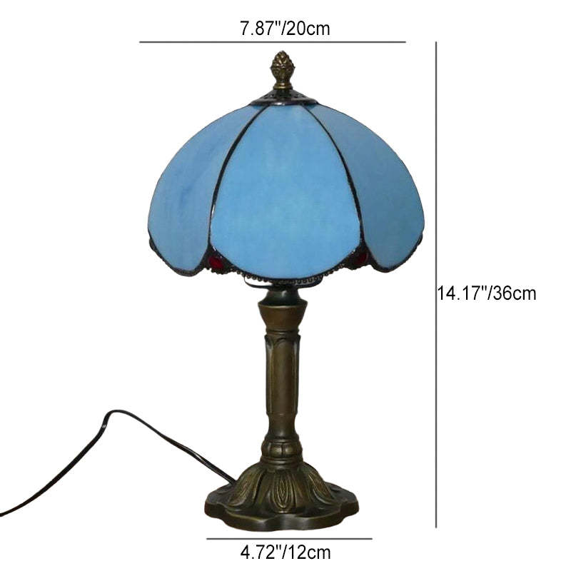 European Tiffany Blue Glass Petal Lamp