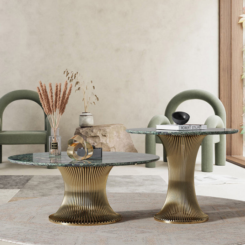 Contemporary Marble Steel Coffee Table Set