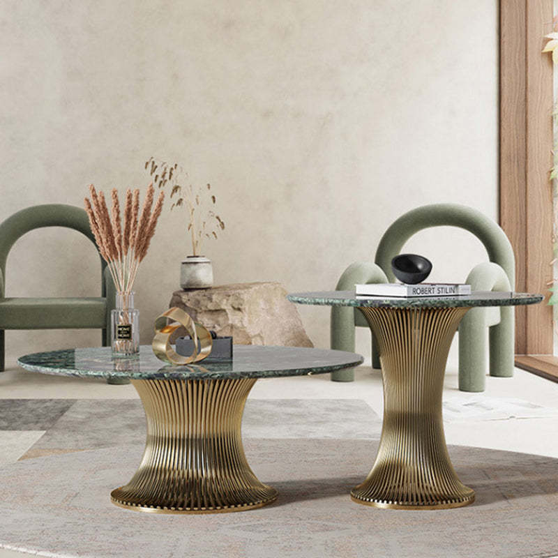 Contemporary Marble Steel Coffee Table Set