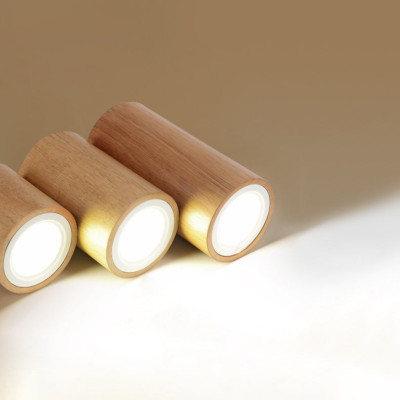 Nordic Wood Tube LED Flush Mount Light
