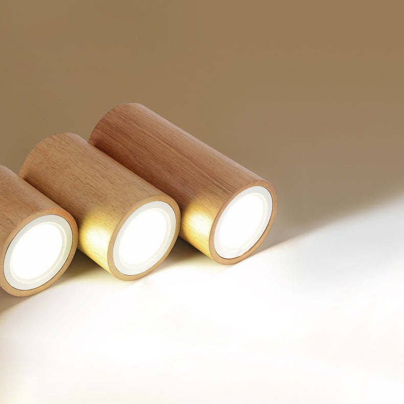 Nordic Wood Tube LED Flush Mount Light