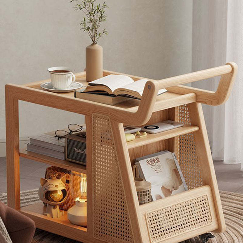 Retro Solid Wood 3-Tier Movable End Table
