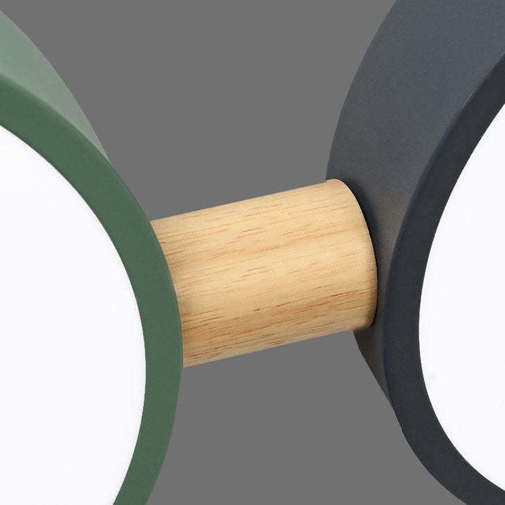 Scandinavian Macaron Iron Geometric Wood LED Flush Light