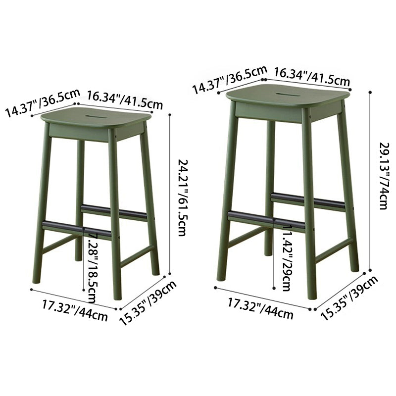 Nordic Wood Rectangular Bar Stool — Wood Color