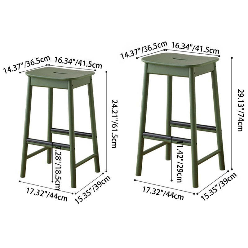 Nordic Wood Rectangular Bar Stool — Wood Color