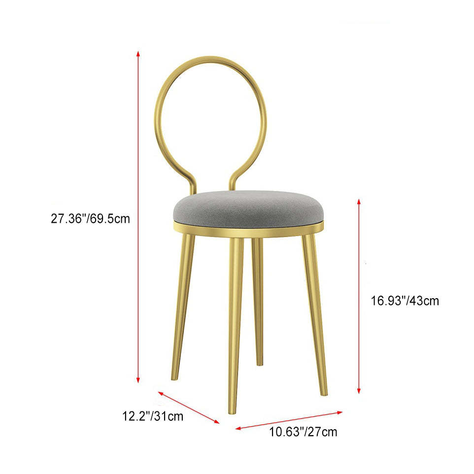 Minimalist Round Velvet Leather Metal Vanity Stool