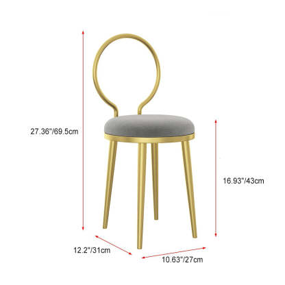 Minimalist Round Velvet Leather Metal Vanity Stool