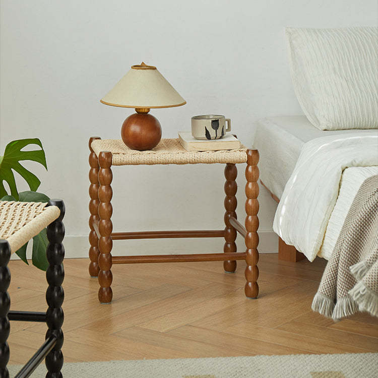 Vintage Wood Kraft Rope Coffee Table — Original Wood Color