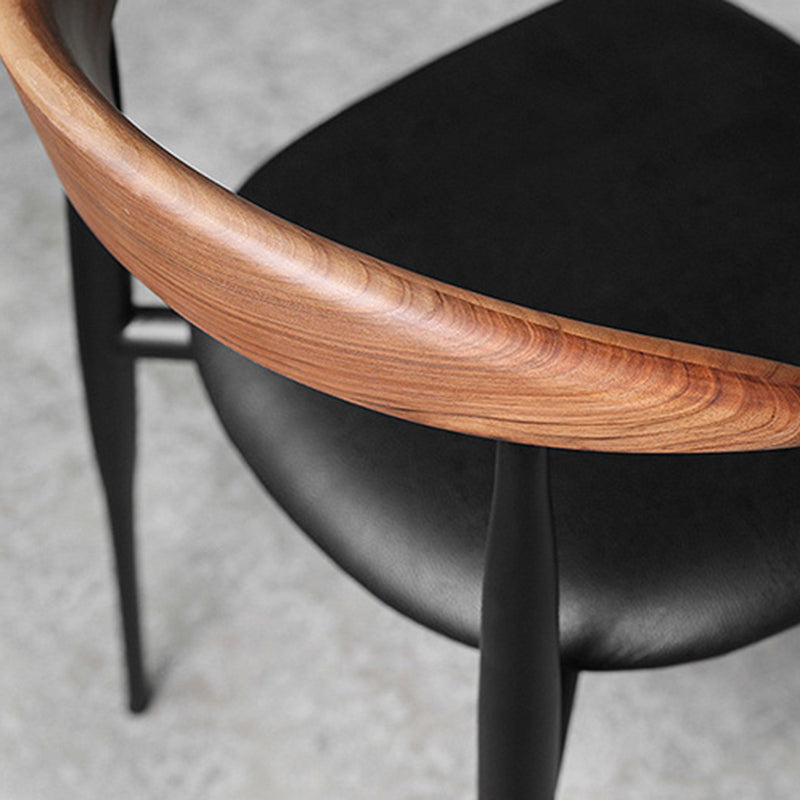 Nordic Cowl Curved Leather Wood Dining Chair