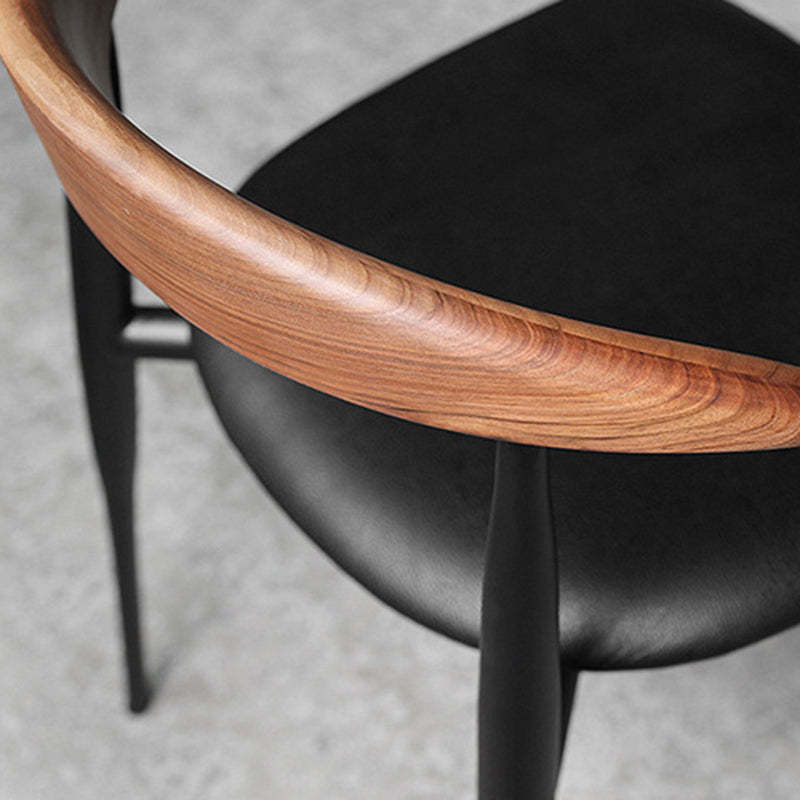 Nordic Cowl Curved Leather Wood Dining Chair