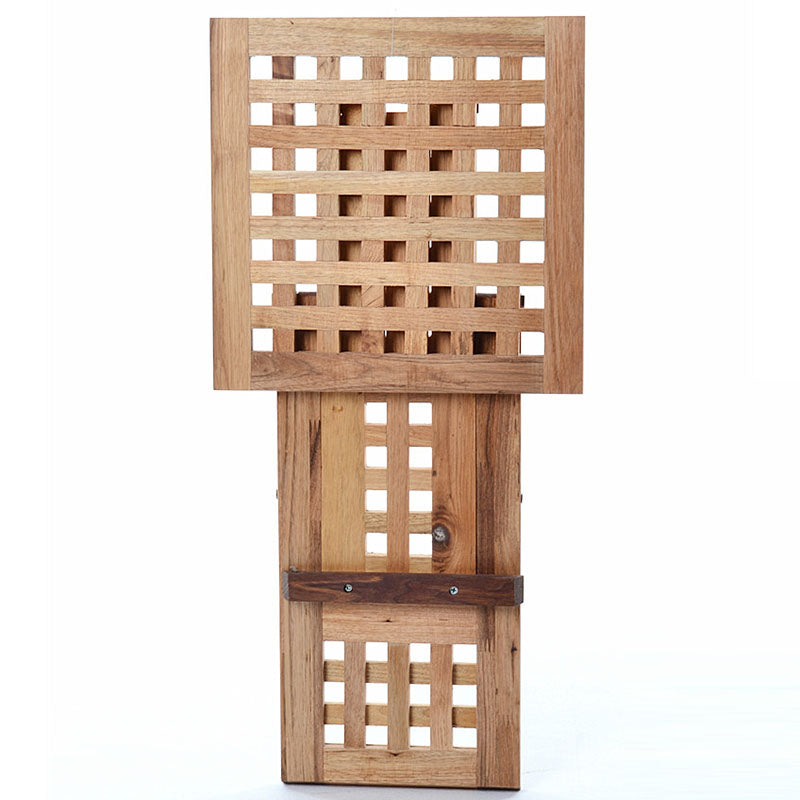 Traditional Rustic Square Wood Backless Armless Chair