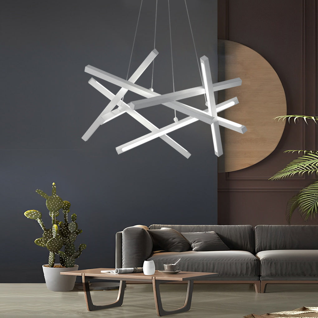 8-Light Modern LED Sputnik Kitchen Dining Chandelier — Black / Warm White