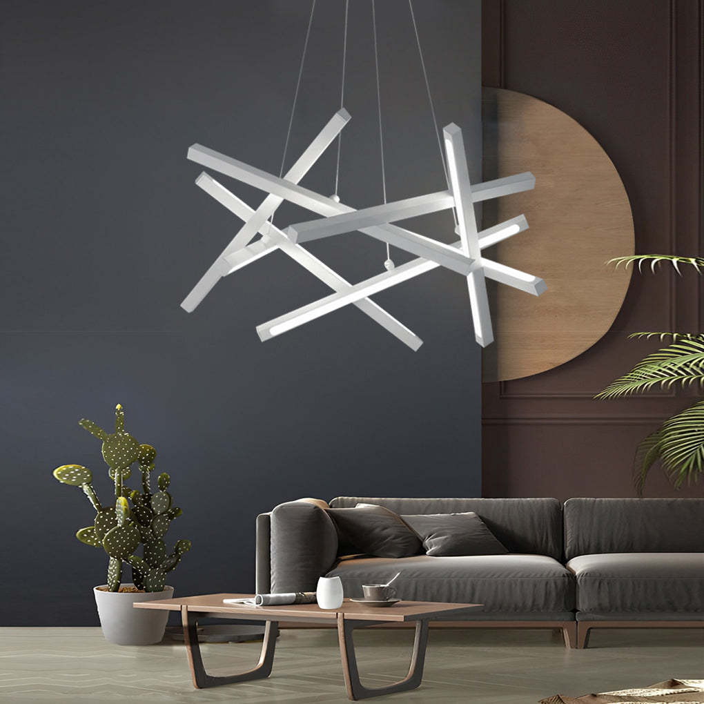 8-Light Modern LED Sputnik Kitchen Dining Chandelier — Black / Warm White