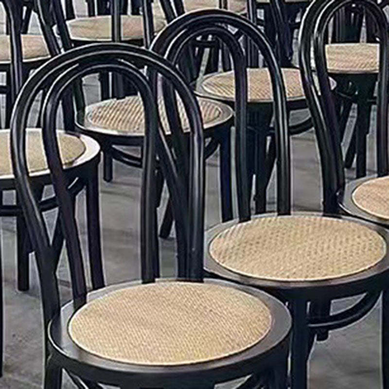 Vintage Curved Wood Wicker Dining Chair