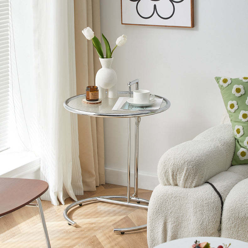 Minimalist Round Glass Steel Coffee Table