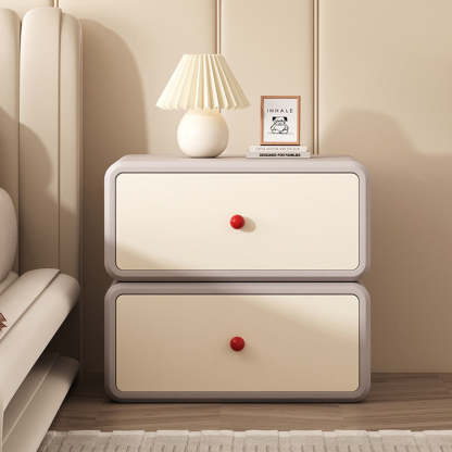 Minimalist Ceramic Cat Scratch Nightstand 2-Drawer — Black & Beige