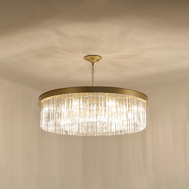 Iron Frame Tiered Crystal 8-Light Chandelier